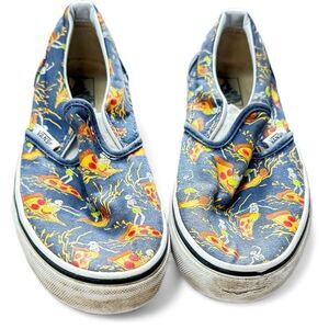 Vans Off the Wall Pizza & Skeleton Blue Slip on Sneakers